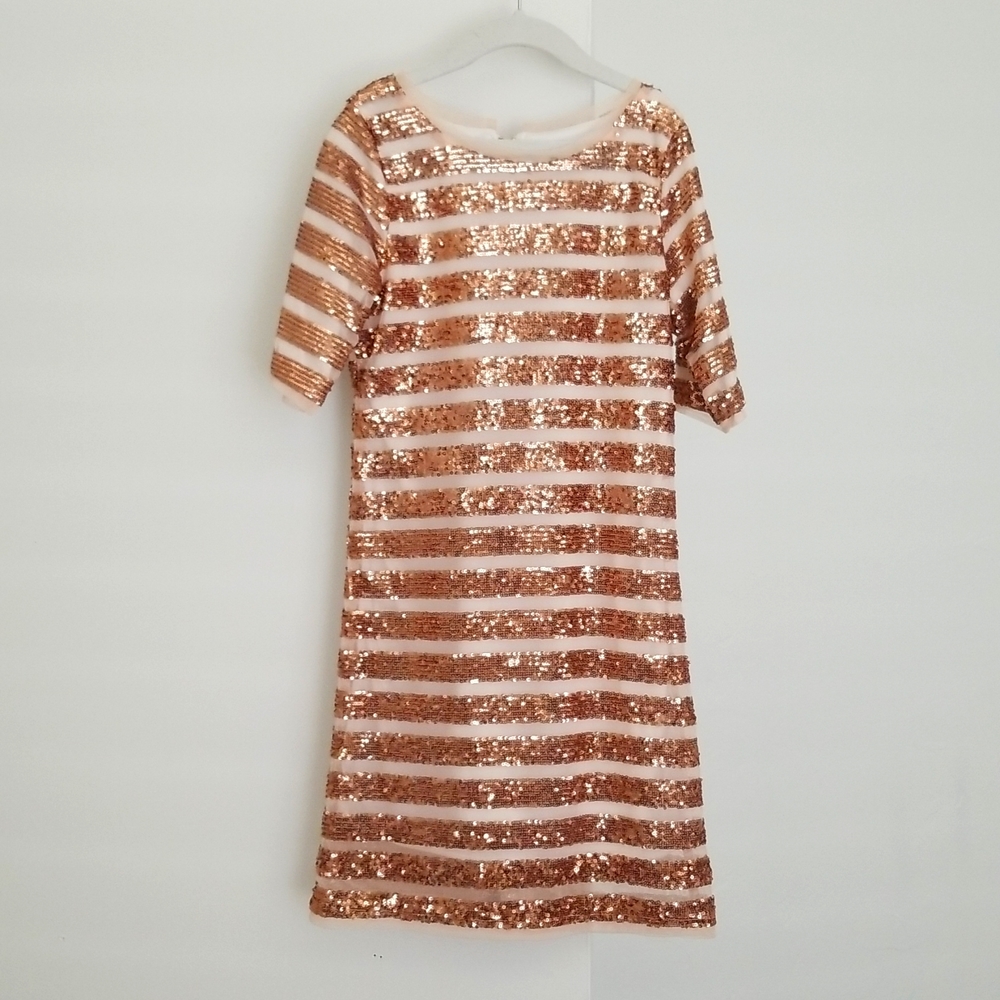 Girls Rose Gold Sequined Party Dress